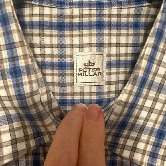 Peter Millar button up long sleeve plaid shirt size large - Picture 2 of 6